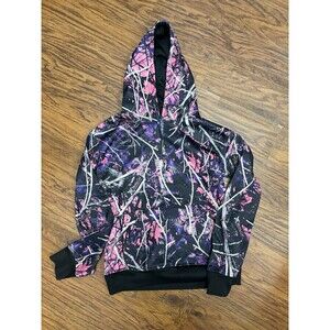 Muddy Girl Camo Sweatshirt Women's Size XS Pink Camouflage Pullover Hoodie Black